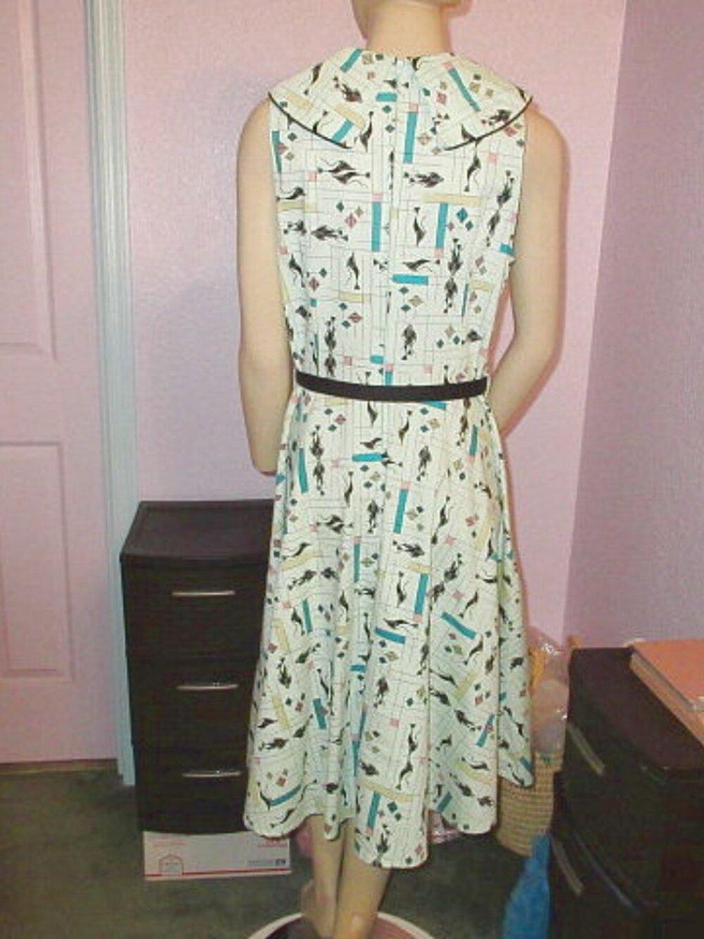 Voodoo Vixen 50s Style Swing Dress L Atomic Cats Fit & Flare Tradwife Rockabilly - Picture 6 of 10